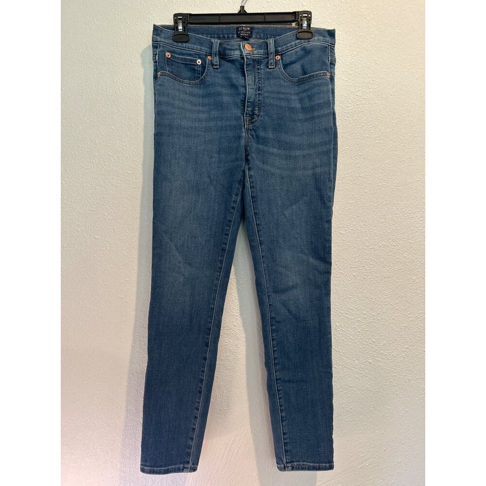J. Crew 9" Mid-Rise Skinny Dark Wash Denim Jeans (WOMENS 28)